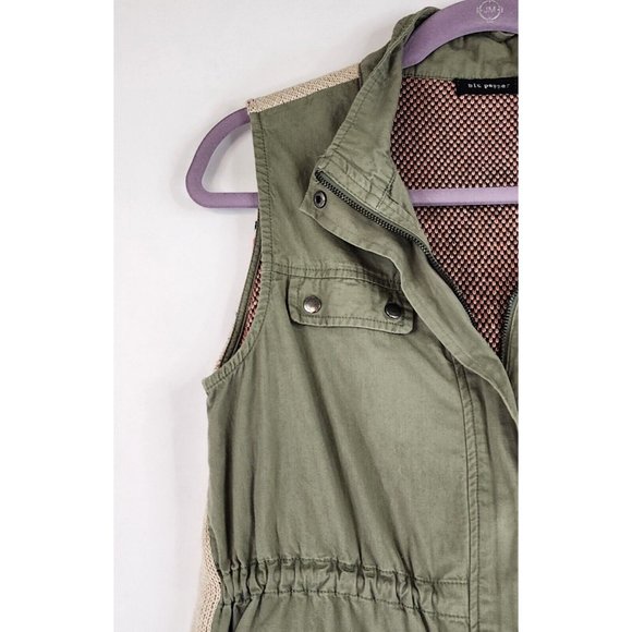 Blue Pepper Vest Womens Medium Green Cinched Southwestern Aztec Cargo Sweater - Picture 10 of 12